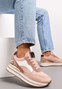 Renee - Różowe Sneakersy na Platformie z Bokratem Tapazir. Kolor: różowy. Obcas: na platformie #1
