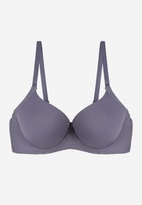 Renee - Granatowy Gładki Biustonosz o Klasycznym Fasonie Arriethia. Kolor: niebieski. Wzór: gładki #8