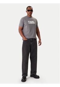 Karl Lagerfeld - KARL LAGERFELD T-Shirt 755780 561235 Szary Regular Fit. Typ kołnierza: dekolt w karo. Kolor: szary. Materiał: bawełna #2