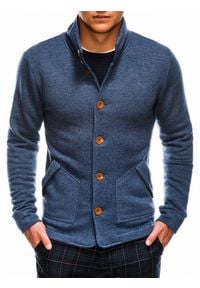 Ombre Clothing - Bluza męska rozpinana bez kaptura - jeansowa CARMELO - XL. Typ kołnierza: bez kaptura. Materiał: jeans #3