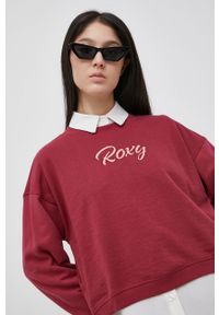 Roxy Bluza damska kolor bordowy z aplikacją. Kolor: czerwony. Wzór: aplikacja