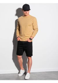 Ombre Clothing - Bluza męska bez kaptura B1153 - żółta - XXL. Typ kołnierza: bez kaptura. Kolor: żółty. Materiał: jeans, bawełna, poliester. Styl: klasyczny, elegancki #4