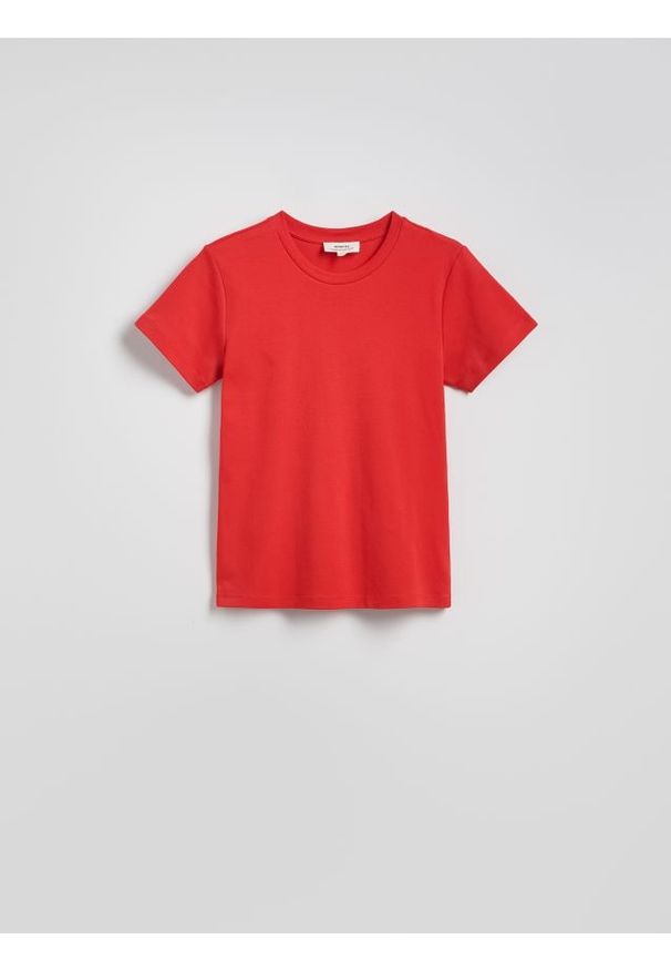 Reserved - Bawełniany t-shirt - intenstywna czerwień. Kolor: czerwony. Materiał: bawełna