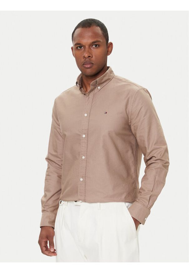 TOMMY HILFIGER - Tommy Hilfiger Koszula Solid Heritage MW0MW35774 Beżowy Regular Fit. Kolor: beżowy. Materiał: bawełna