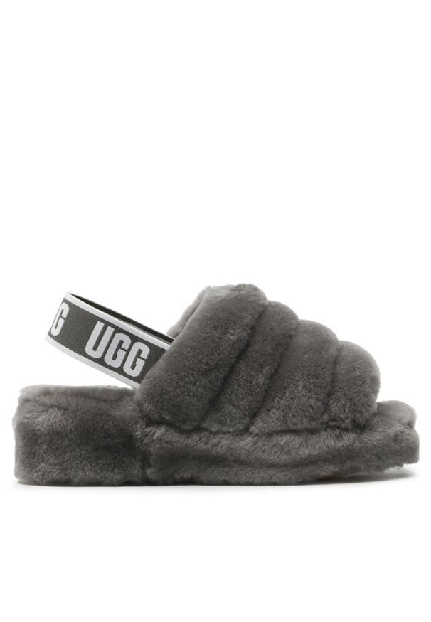 Ugg Kapcie W Fluff Yeah Slide 1095119 Szary. Kolor: szary. Materiał: skóra