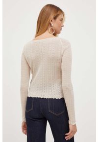 Guess kardigan damski kolor beżowy lekki. Kolor: beżowy. Długość rękawa: długi rękaw. Długość: długie. Wzór: ze splotem #5