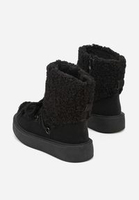 Renee - Czarne Śniegowce z Futerkiem Typu Teddy Allere. Okazja: na co dzień. Kolor: czarny. Materiał: futro. Sezon: zima. Styl: casual #5