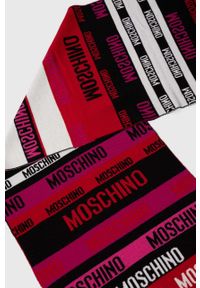 MOSCHINO - Moschino szalik wełniany kolor fioletowy wzorzysty. Kolor: fioletowy. Materiał: wełna #2