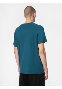 4f - T-shirt regular gładki męski. Kolor: niebieski. Materiał: bawełna. Długość rękawa: raglanowy rękaw. Wzór: gładki