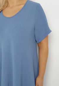 Born2be - Niebieska Rozkloszowana Sukienka z Bawełną Elzedia. Okazja: na co dzień. Kolor: niebieski. Materiał: bawełna. Typ sukienki: rozkloszowane. Styl: casual, elegancki #7