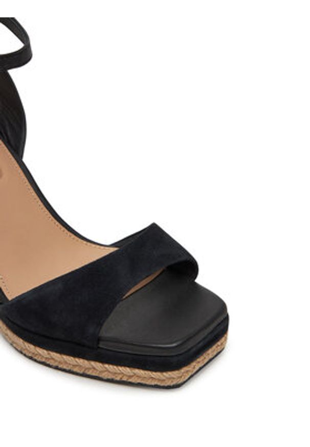 TOMMY HILFIGER - Tommy Hilfiger Espadryle Leather & Suede High Wedge Espad FW0FW08803 Czarny. Kolor: czarny. Materiał: skóra