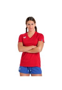 Koszulka damska Arena Team T-Shirt Panel. Kolor: czerwony. Materiał: bawełna. Sport: fitness #1