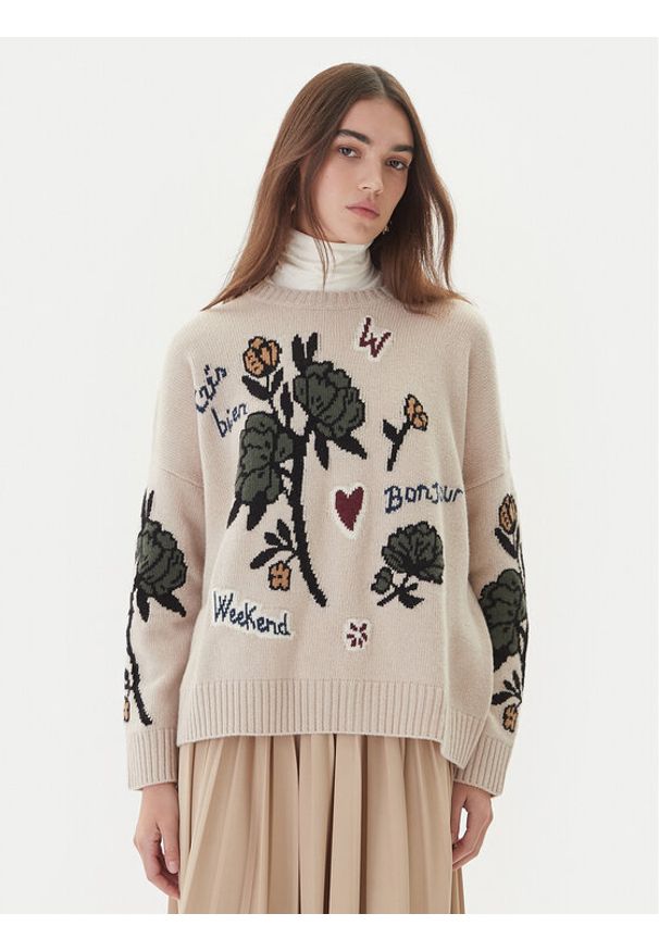 Weekend Max Mara Sweter Pavidi 2525366262 Écru Oversize. Materiał: wełna