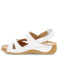 Białe Sandały Armodo Modne Obuwie Damskie. Zapięcie: rzepy. Kolor: biały. Materiał: skóra, materiał. Sezon: lato. Styl: klasyczny #4