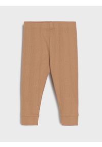 Sinsay - Legginsy prążkowane - brązowy. Kolor: brązowy. Materiał: prążkowany