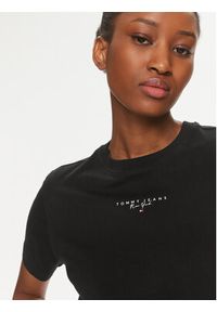 Tommy Jeans T-Shirt Essential Logo DW0DW17828 Czarny Regular Fit. Kolor: czarny. Materiał: bawełna