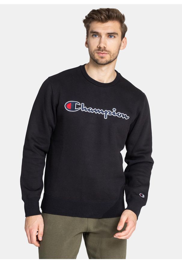 Bluza męska Champion Organic Cotton Blend Script Logo (216471-KK001). Kolor: czarny. Materiał: materiał. Styl: elegancki, sportowy