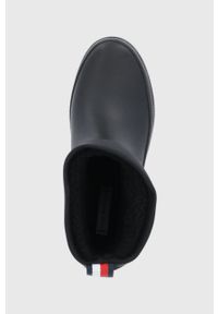 TOMMY HILFIGER - Tommy Hilfiger Kalosze damskie kolor czarny. Nosek buta: okrągły. Kolor: czarny. Materiał: materiał, guma. Wzór: gładki #5