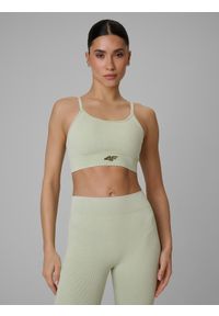 4f - 4F Biustonosz treningowy bezszwowy z niskim wsparciem damski - zielony M/L. Kolor: zielony. Rodzaj stanika: wyciągane miseczki. Sport: fitness, joga i pilates #1