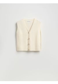 Reserved - Wełniana kamizelka - kremowy. Kolor: kremowy. Materiał: wełna #1