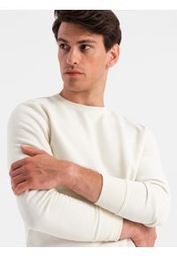 Ombre Clothing - Bawełniany dresowy komplet męski BASIC bluza nierozpinana + joggery – kremowy V5 - Rozmiar: L. Kolor: kremowy. Materiał: dresówka, bawełna. Wzór: jednolity