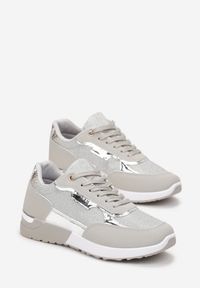 Renee - Srebrne Brokatowe Sneakersy z Metalicznymi Wstawkami Decima. Kolor: srebrny #2