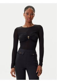 Elisabetta Franchi Body BO-016-57E2-V390 Czarny Slim Fit. Kolor: czarny. Materiał: wiskoza