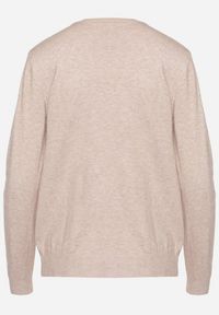 Born2be - Beżowy Sweter z Bawełną Ozdobiony Cyrkoniami Irinaelle. Okazja: na co dzień. Kolor: beżowy. Materiał: bawełna. Wzór: aplikacja. Styl: klasyczny, casual, elegancki #7