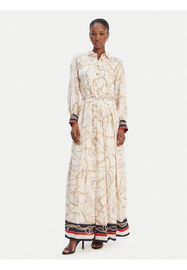 Marciano Guess Sukienka koszulowa 6RGK33 7439A Écru Regular Fit. Materiał: wiskoza. Typ sukienki: koszulowe