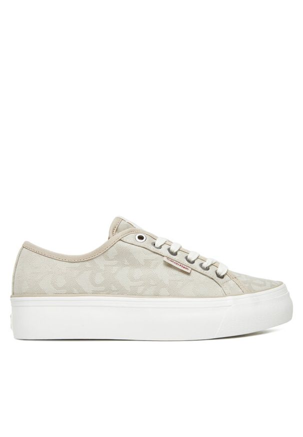 Calvin Klein Jeans Sneakersy Vulc Flatf Jacquard Aop YW0YW01965 Beżowy. Kolor: beżowy. Materiał: materiał
