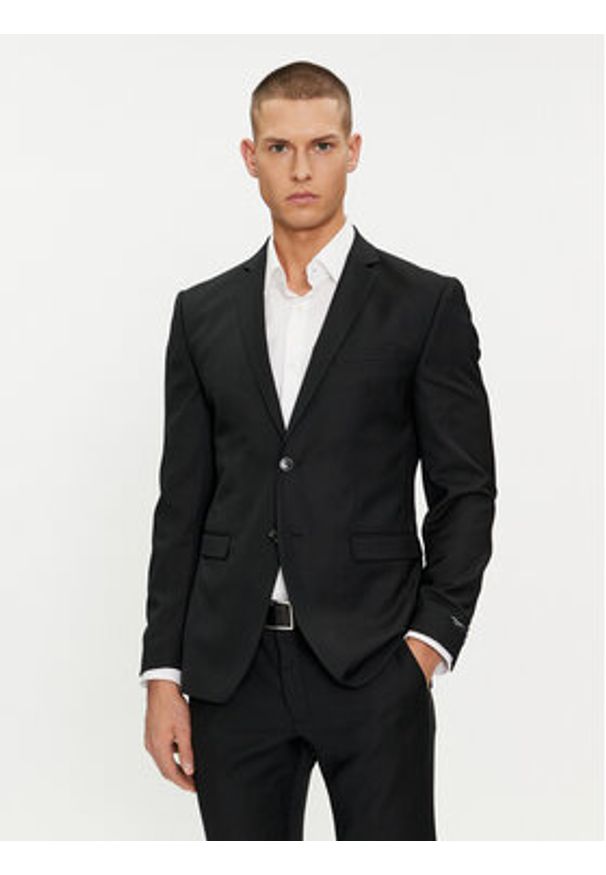 Jack & Jones - Jack&Jones Garnitur Solaris 12148166 Czarny Super Slim Fit. Kolor: czarny. Materiał: syntetyk