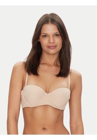 TOMMY HILFIGER - Tommy Hilfiger Biustonosz bardotka UW0UW05378 Beżowy. Kolor: beżowy. Materiał: syntetyk #1