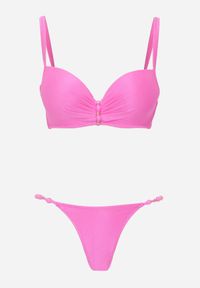 Born2be - Fuksjowe Bikini Push-Up Dwuczęściowe z Metalicznymi Ozdobami Asterelia. Kolor: różowy. Wzór: aplikacja #4