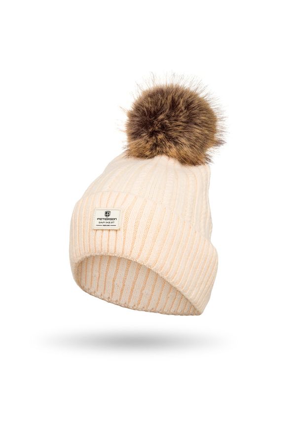 Czapka beżowa Peterson PTN HAT-07. Kolor: beżowy. Materiał: akryl, materiał. Sezon: zima. Styl: klasyczny, casual, elegancki