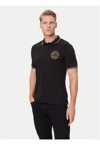 Versace Jeans Couture Polo 79GAGT00 CJ01T Czarny Slim Fit. Typ kołnierza: polo. Kolor: czarny. Materiał: bawełna