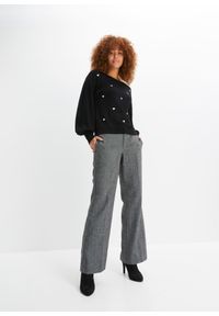 bonprix - Cienki sweter z mieszanki wiskozy. Kolor: czarny. Materiał: wiskoza. Wzór: haft #2