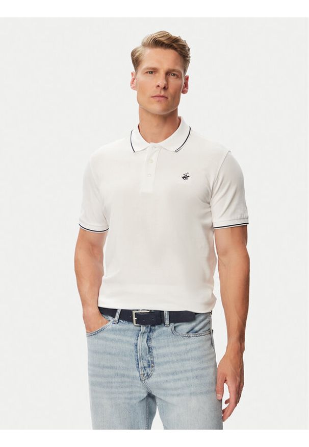 Beverly Hills Polo Club Polo P-SS26M-P42561 Biały Regular Fit. Typ kołnierza: polo. Kolor: biały. Materiał: bawełna