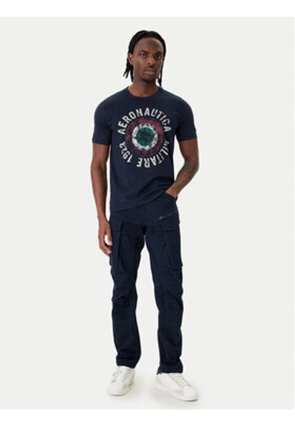 Aeronautica Militare T-Shirt 261TS2538UJ00727 Granatowy Regular Fit. Kolor: niebieski. Materiał: bawełna