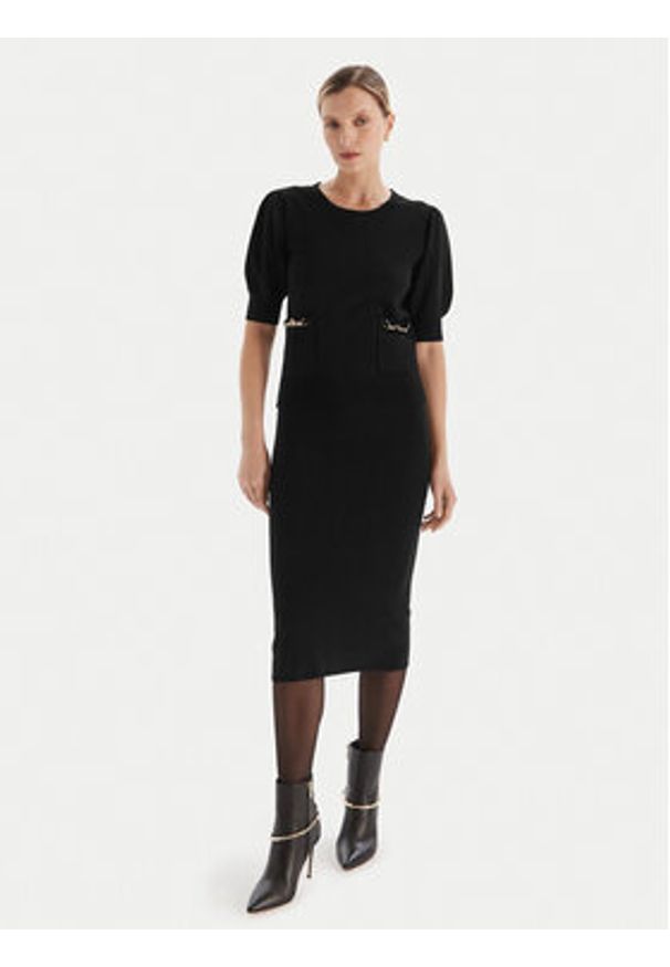 Fracomina Sweter FR25WT7019K55601 Czarny Slim Fit. Kolor: czarny. Materiał: syntetyk