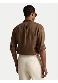 Polo Ralph Lauren Koszula 710968915500 Brązowy jasny Slim Fit. Typ kołnierza: polo. Kolor: brązowy. Materiał: len #5