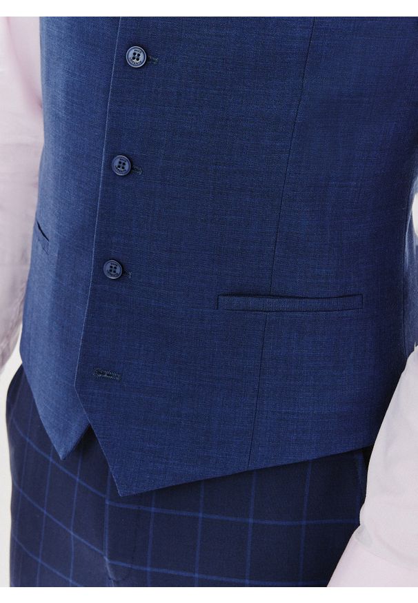 Pako Lorente - PAKO LORENTE – Gładka jednorzędowa kamizelka męska. Materiał: elastan, wiskoza, poliester. Wzór: gładki