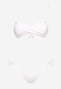 Born2be - Białe Bikini 3-częściowe Biustonosz i Dwie Pary Fig Milarella. Kolor: biały. Wzór: aplikacja, gładki #3