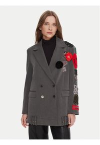 LOLA CASADEMUNT Marynarka LF2502015 Szary Oversize. Kolor: szary. Materiał: syntetyk