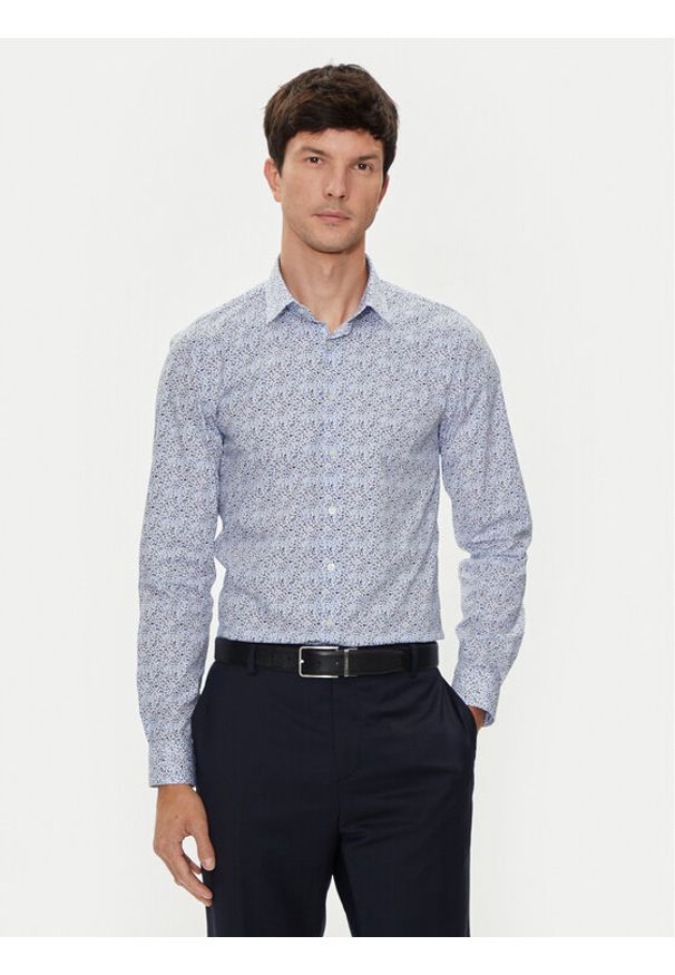 Calvin Klein Koszula Floral K10K113175 Niebieski Slim Fit. Kolor: niebieski. Materiał: bawełna