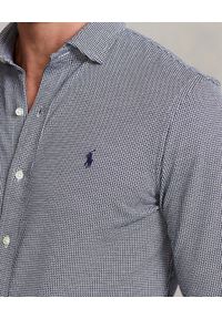Ralph Lauren - RALPH LAUREN - Bawełniana koszula w pepitkę Slim Fit. Typ kołnierza: polo. Kolor: niebieski. Materiał: bawełna. Długość rękawa: długi rękaw. Długość: długie. Wzór: haft. Styl: klasyczny #2