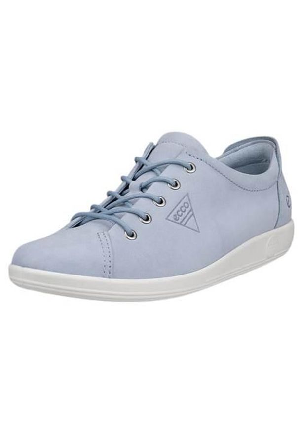 ecco - Buty do chodzenia damskie Ecco Soft 2.0. Kolor: niebieski. Materiał: skóra. Szerokość cholewki: normalna. Sport: turystyka piesza