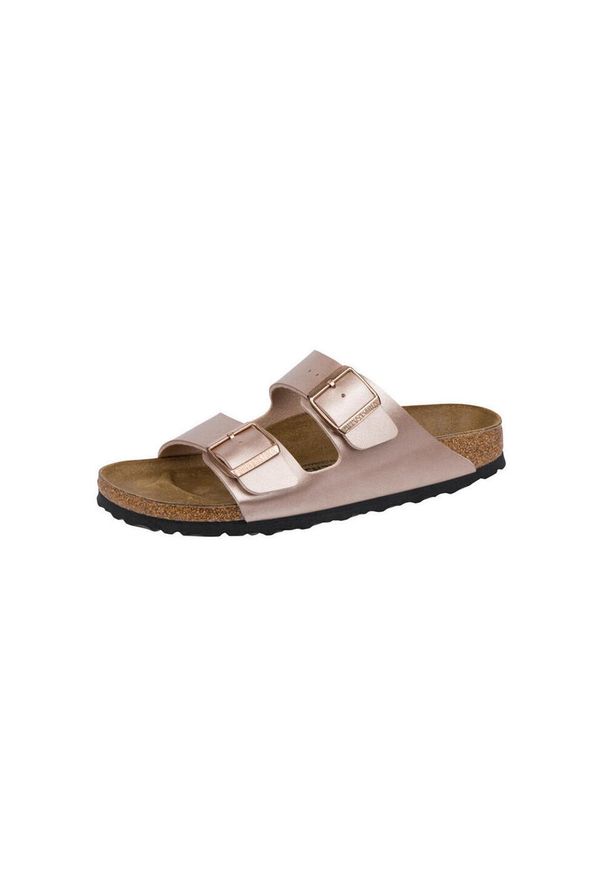 Klapki damskie Birkenstock Arizona Bf Copper. Okazja: na plażę. Kolor: brązowy. Materiał: zamsz. Styl: sportowy