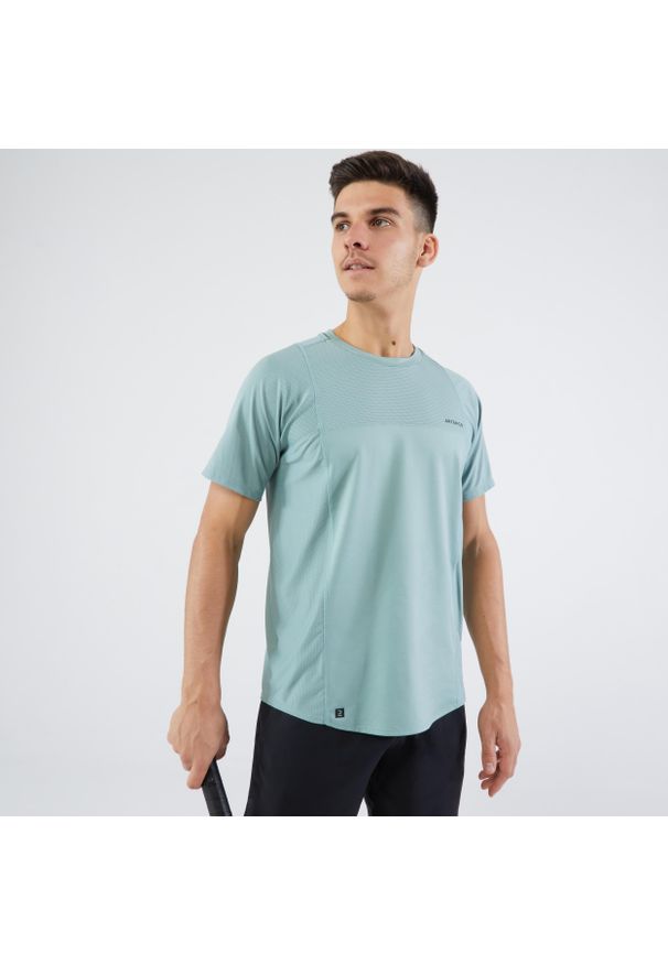 ARTENGO - Koszulka tenisowa męska Artengo Dry Gaël Monfils. Kolor: zielony, brązowy, wielokolorowy. Materiał: materiał, poliester, elastan. Sport: tenis