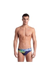 Kąpielówki Arena Splash Point Swim Briefs. Kolor: niebieski, wielokolorowy, żółty. Materiał: materiał #1