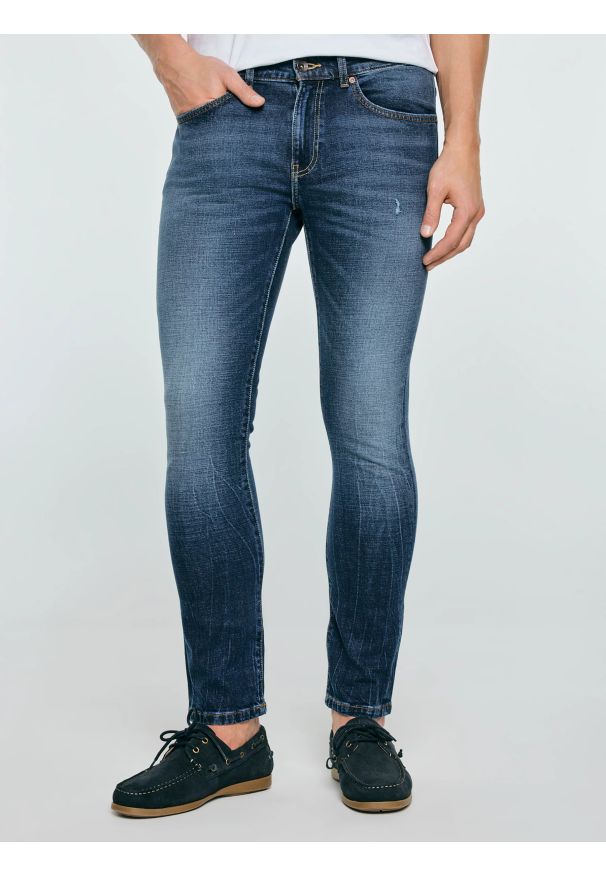 Big-Star - Jeansy męskie skinny niebieskie Owen 312. Okazja: na co dzień. Kolor: niebieski. Styl: casual, elegancki